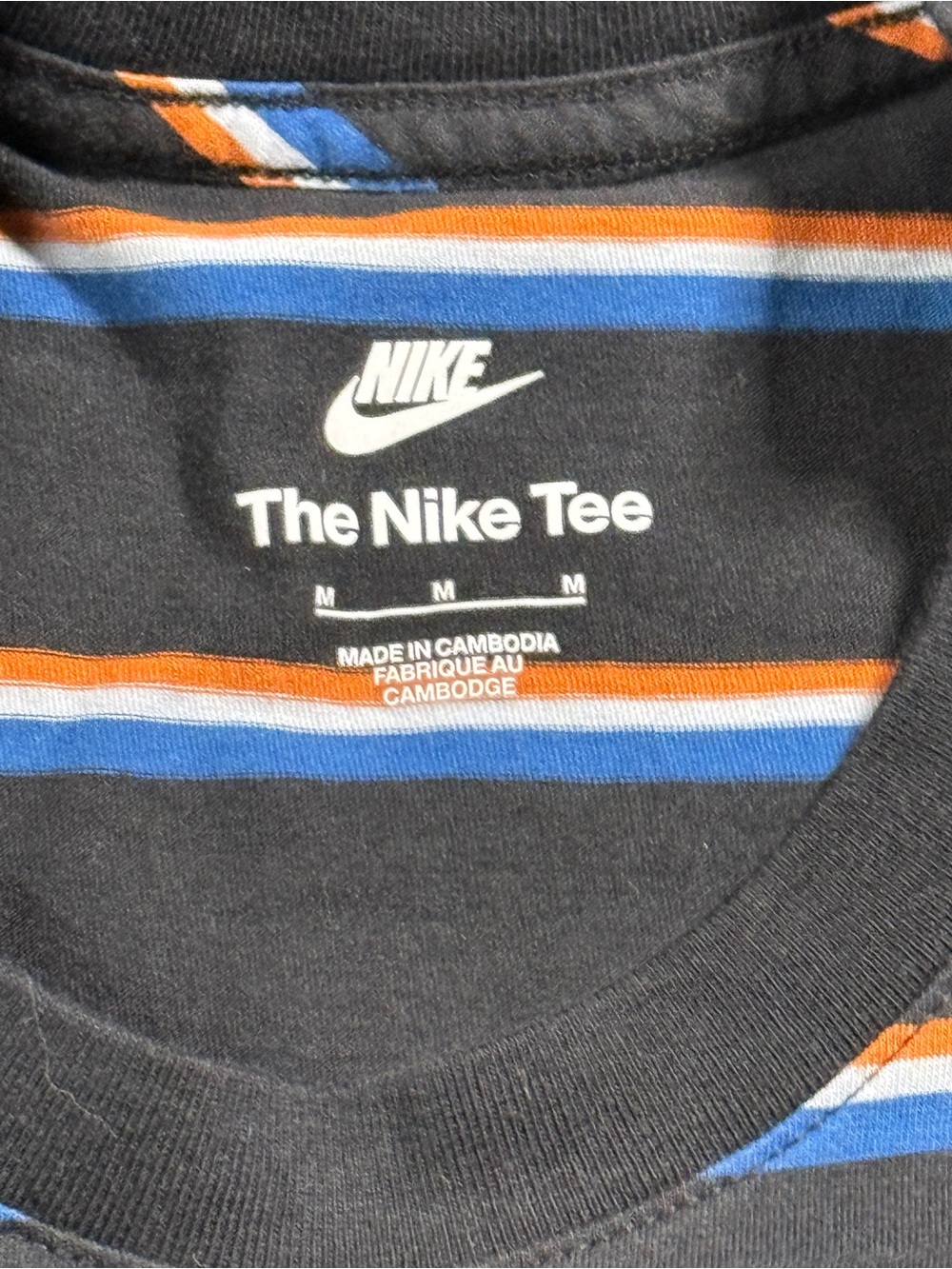 Nike Black Crewneck Tee with Blue and Orange Stripes - Picture 4 of 6